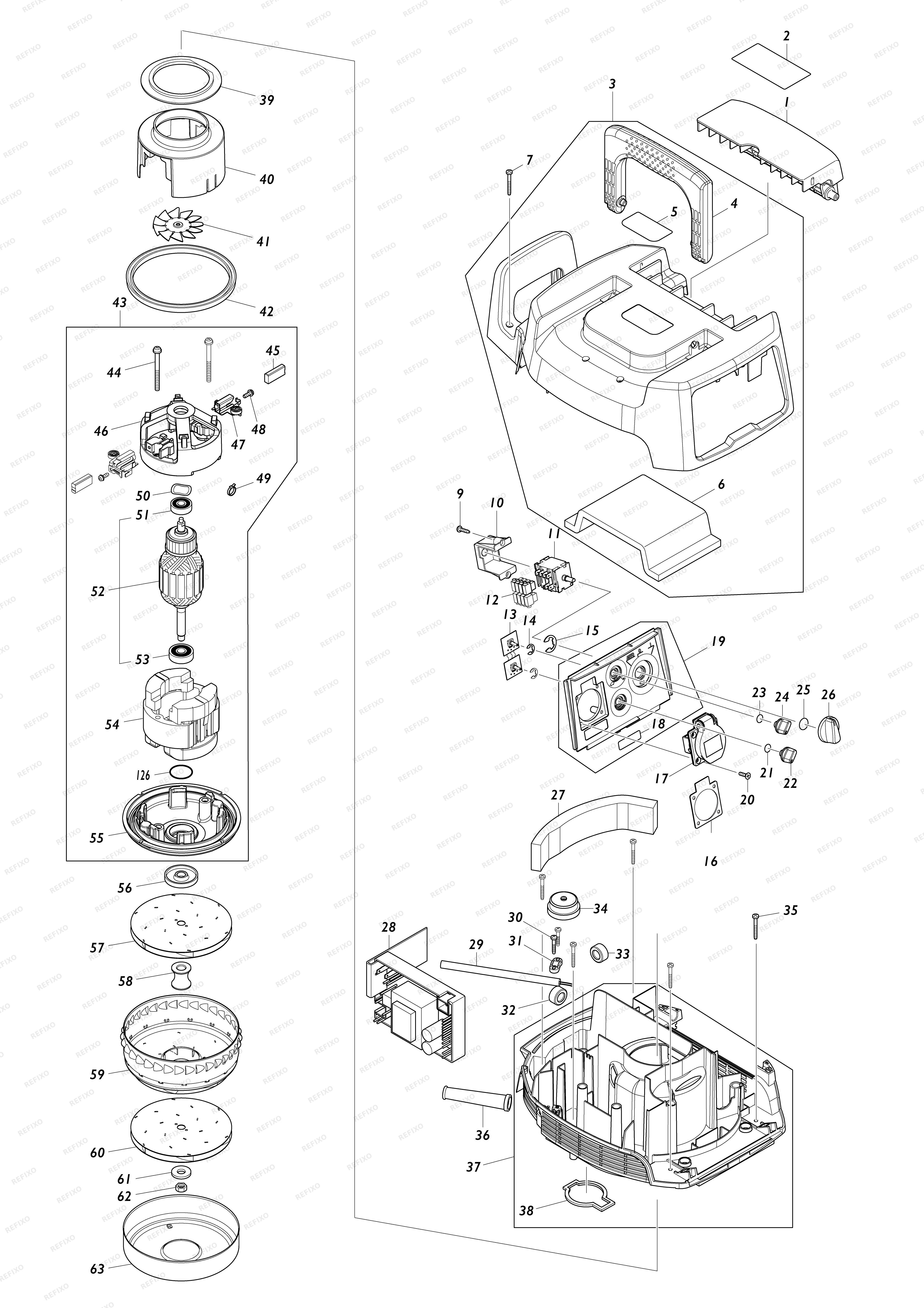 MAKITA VC2211M — схема запчастей