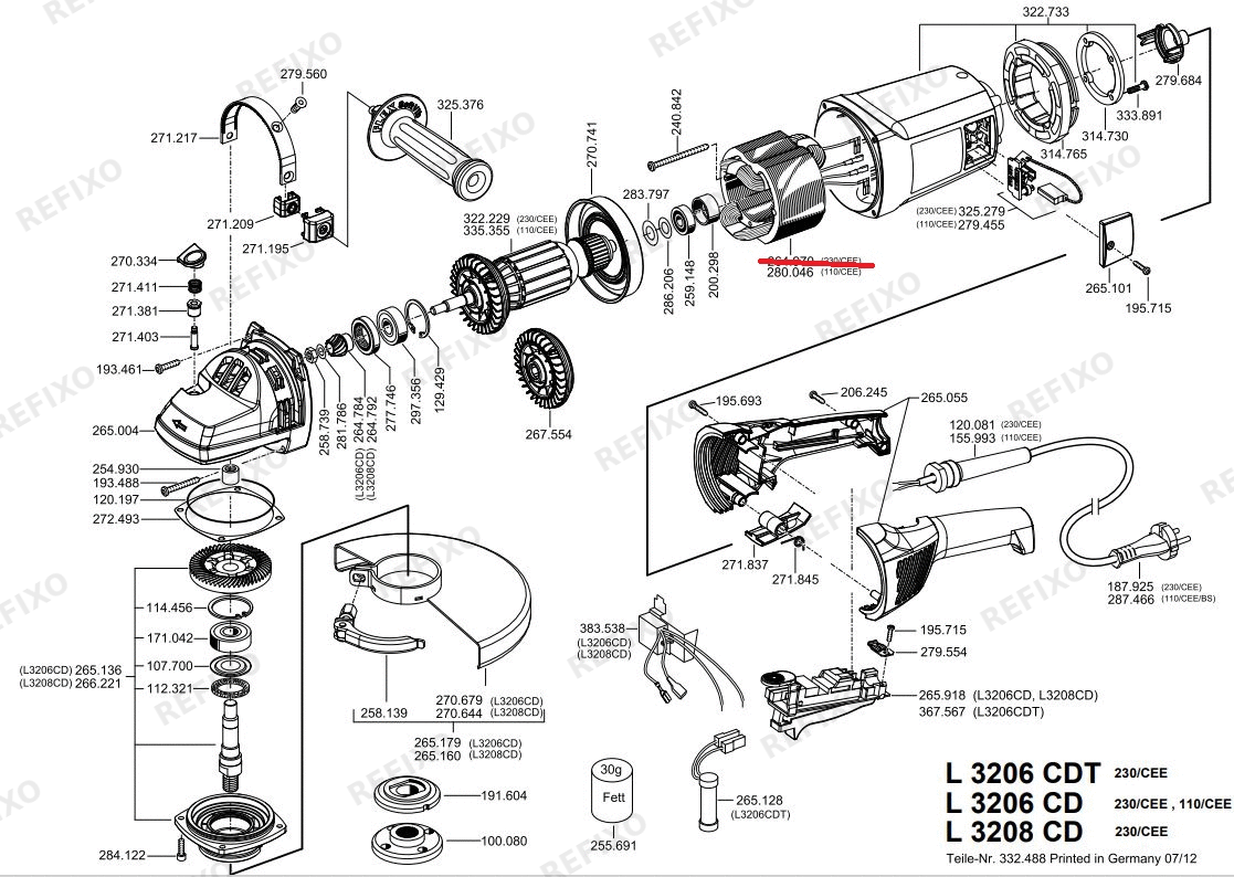 Flex L 3206 CD 230CEE — схема запчастей
