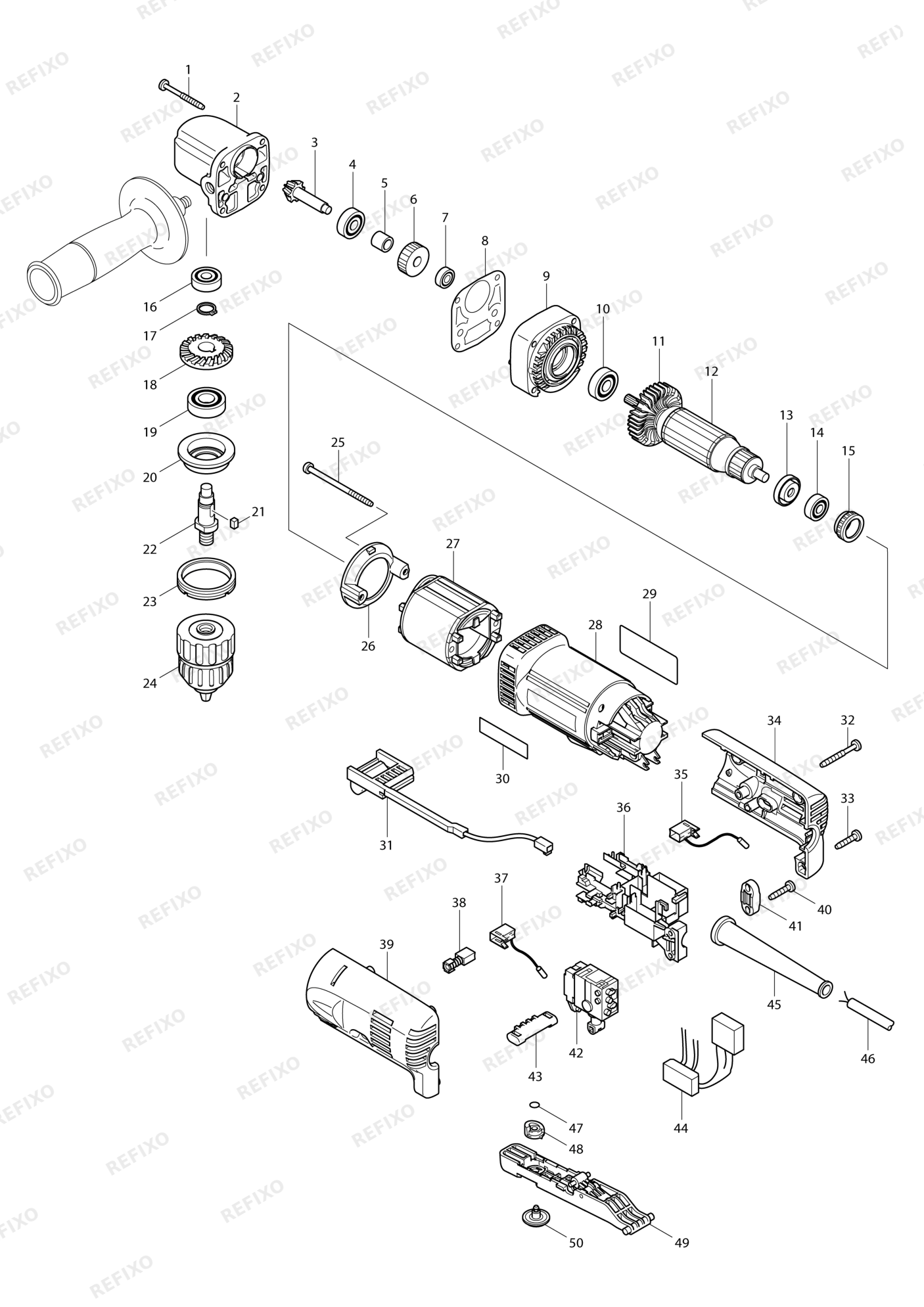 MAKITA DA3011F — схема запчастей