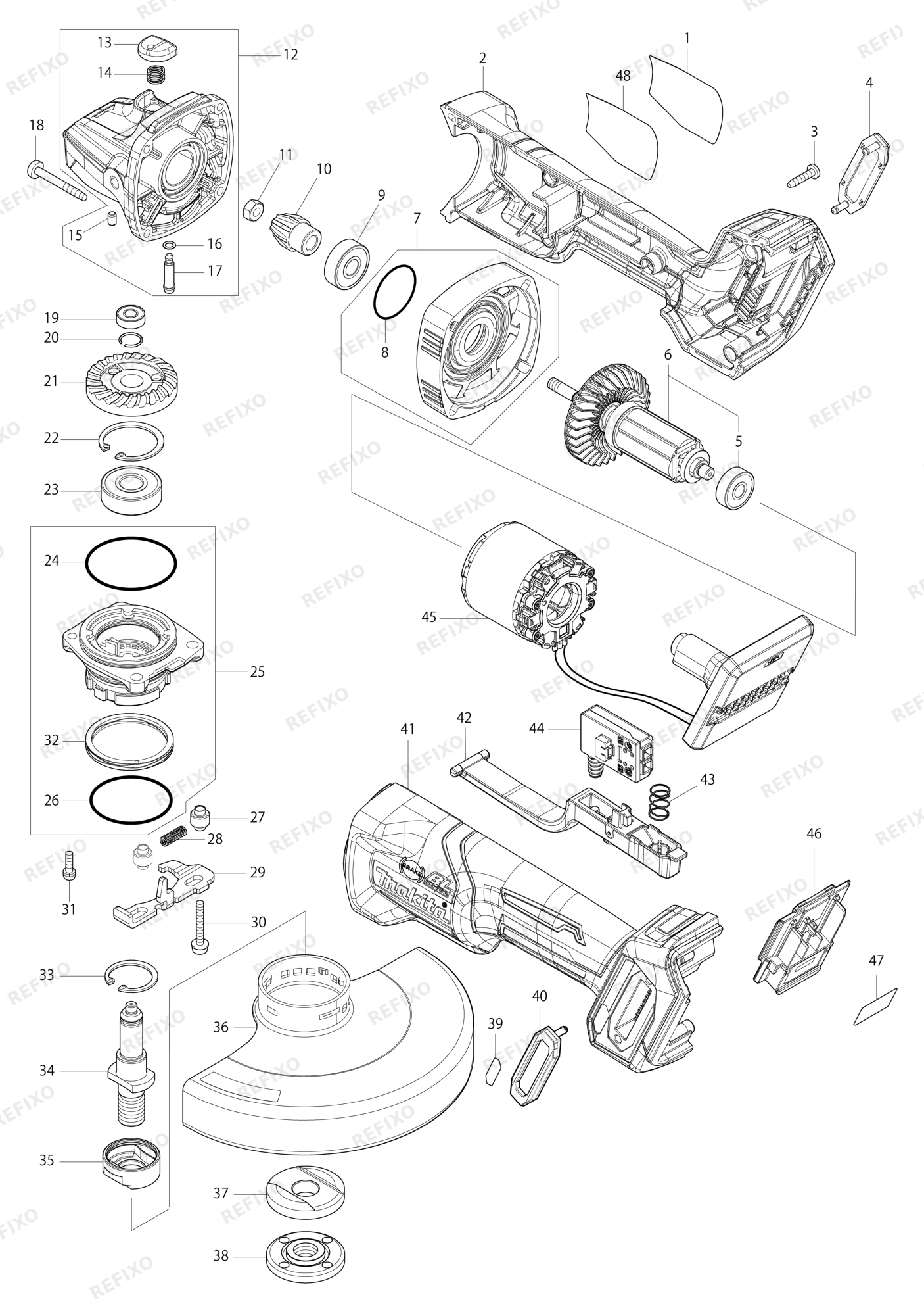 MAKITA GA036G — схема запчастей