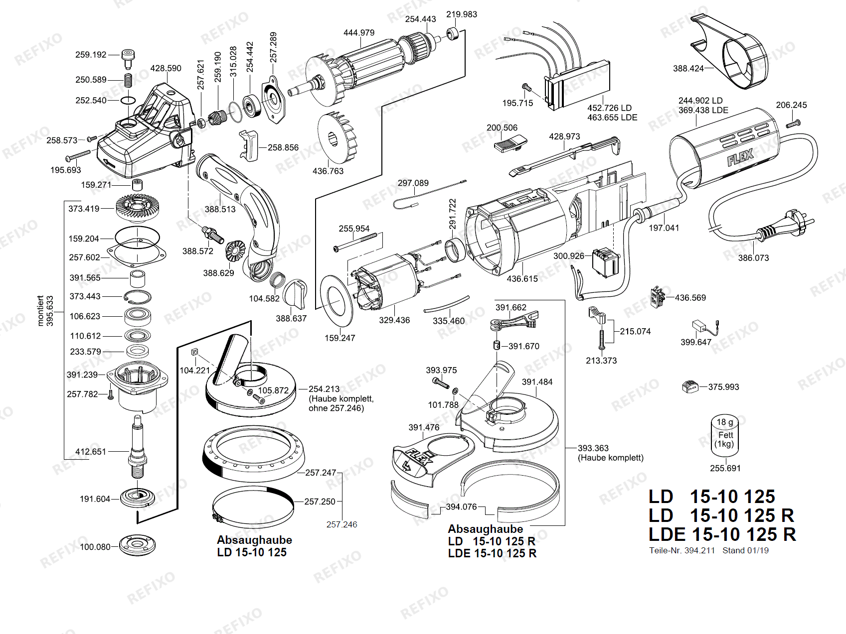 Flex LD 15-10 125 R, Kit E-Jet - Sanierungsschleifer LD15-10125R — схема запчастей
