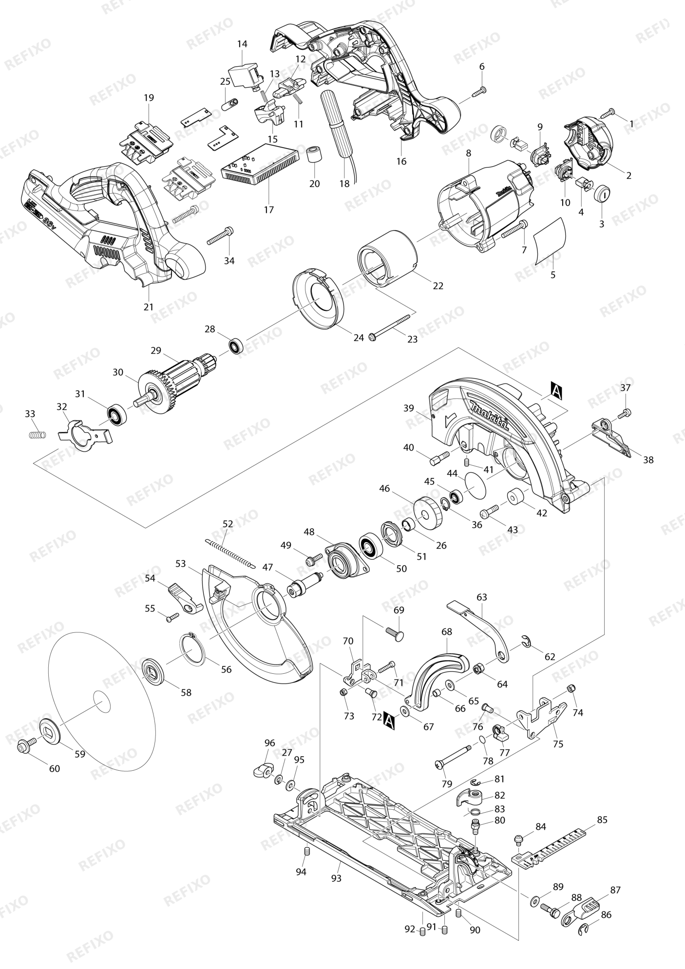 MAKITA DHS710 — схема запчастей