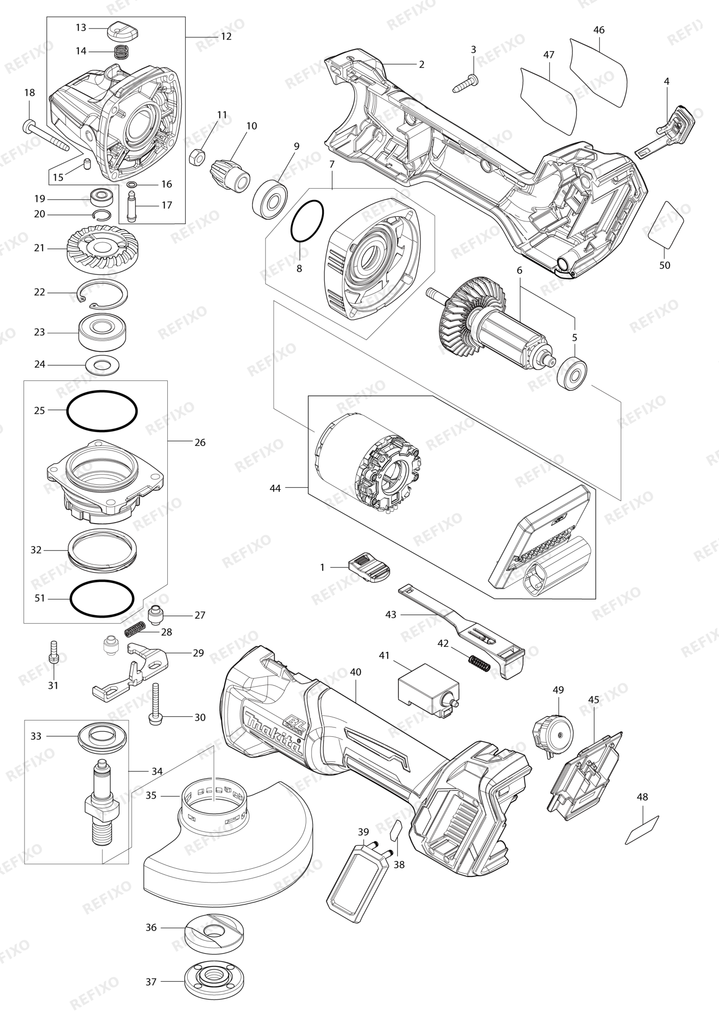 MAKITA GA026G — схема запчастей