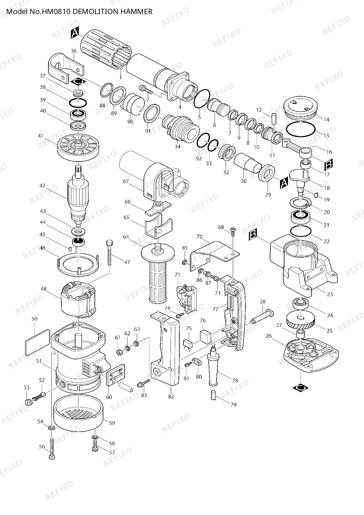 MAKITA HM0810 — схема запчастей