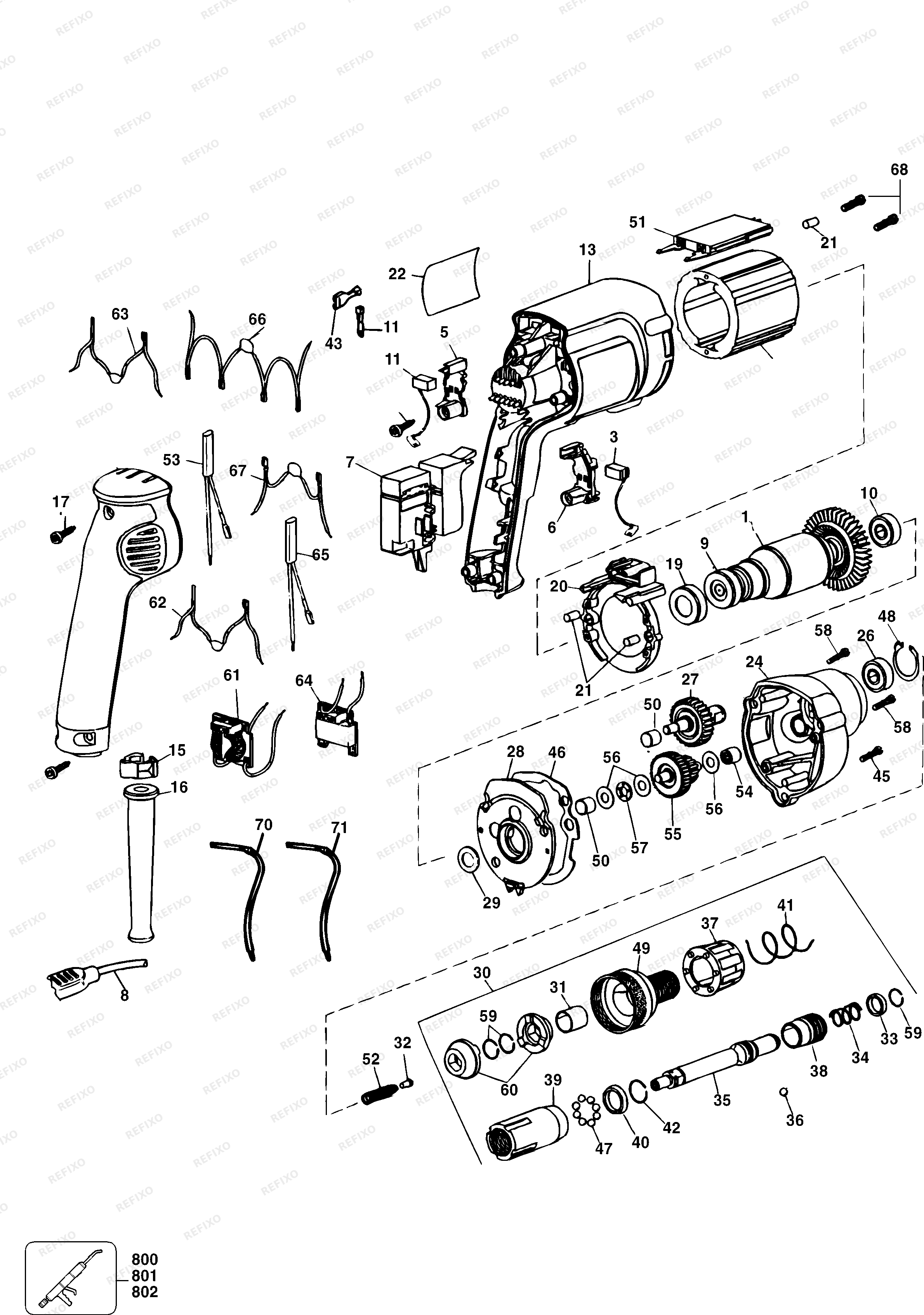 DeWalt ОТВЁРТКА BS45EK — схема запчастей
