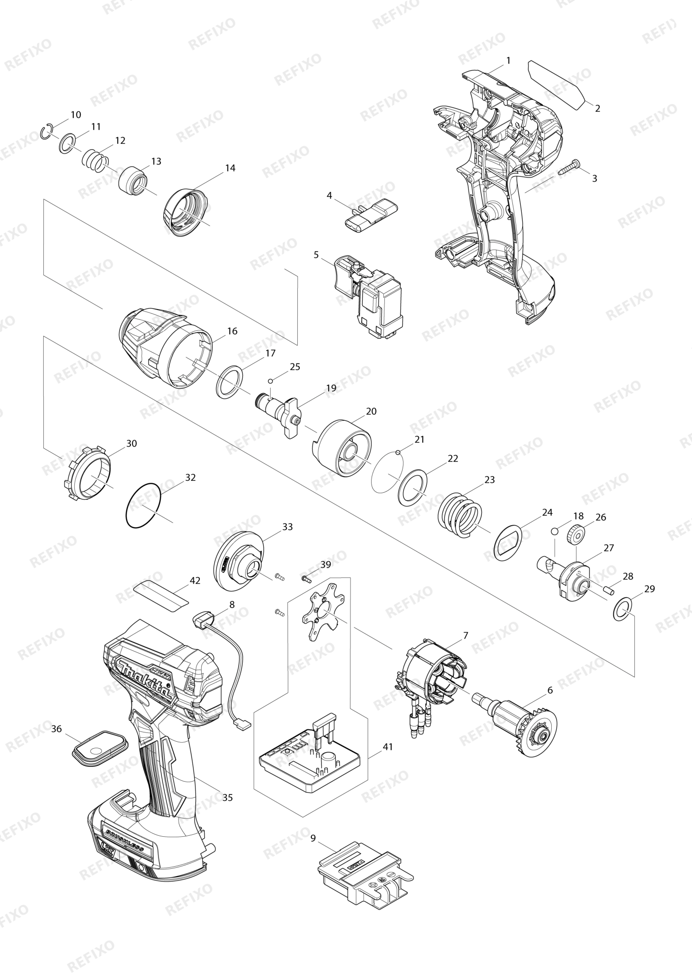 MAKITA DTD155 — схема запчастей