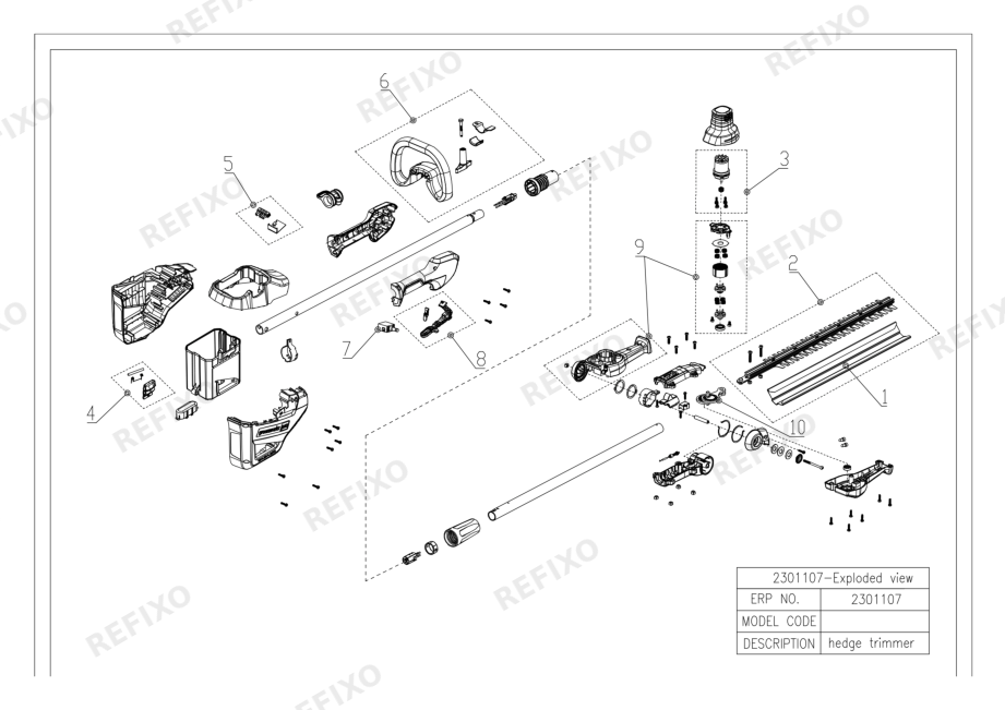 Greenworks 2301107-Exploded view — схема запчастей