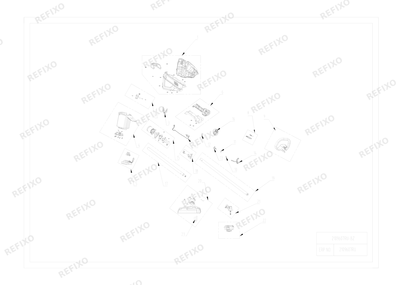 Greenworks 2109607-Exploded view — схема запчастей