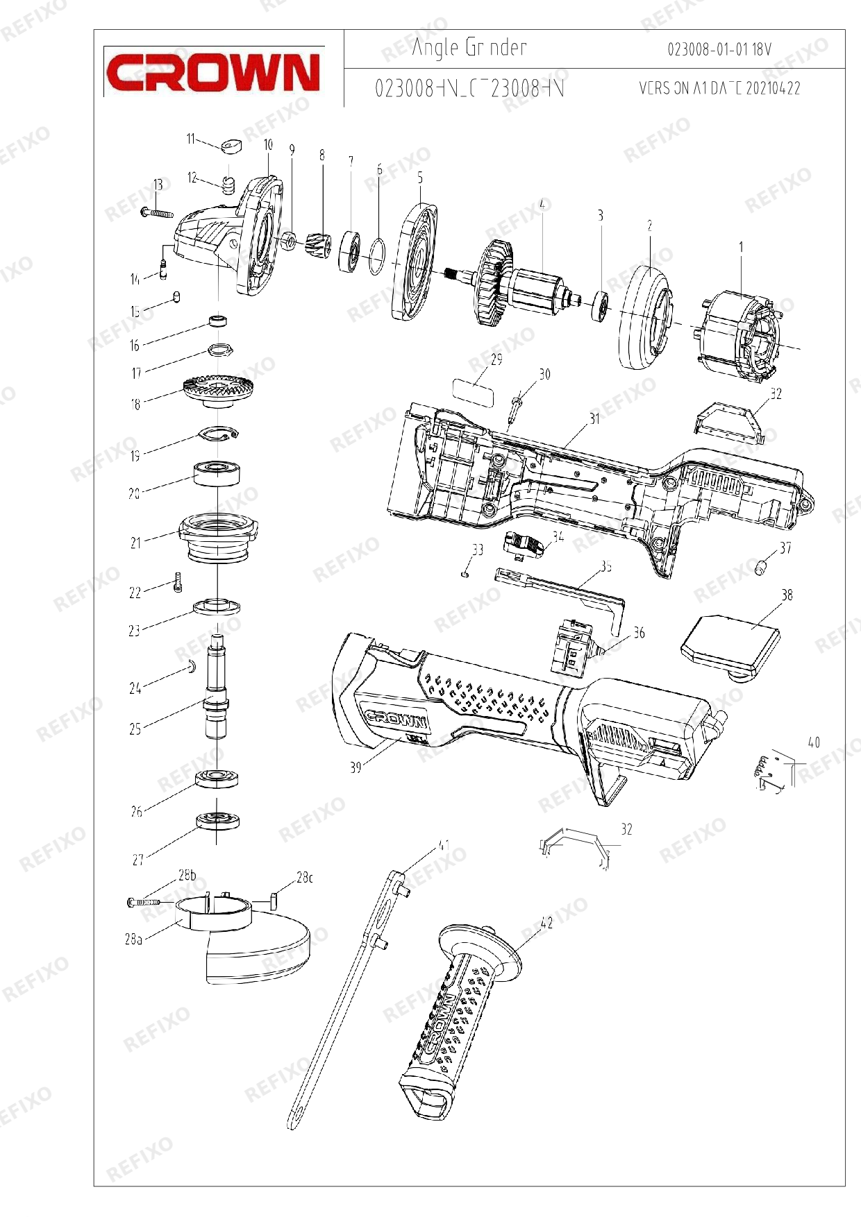 CROWN CT23008 125HX — схема запчастей