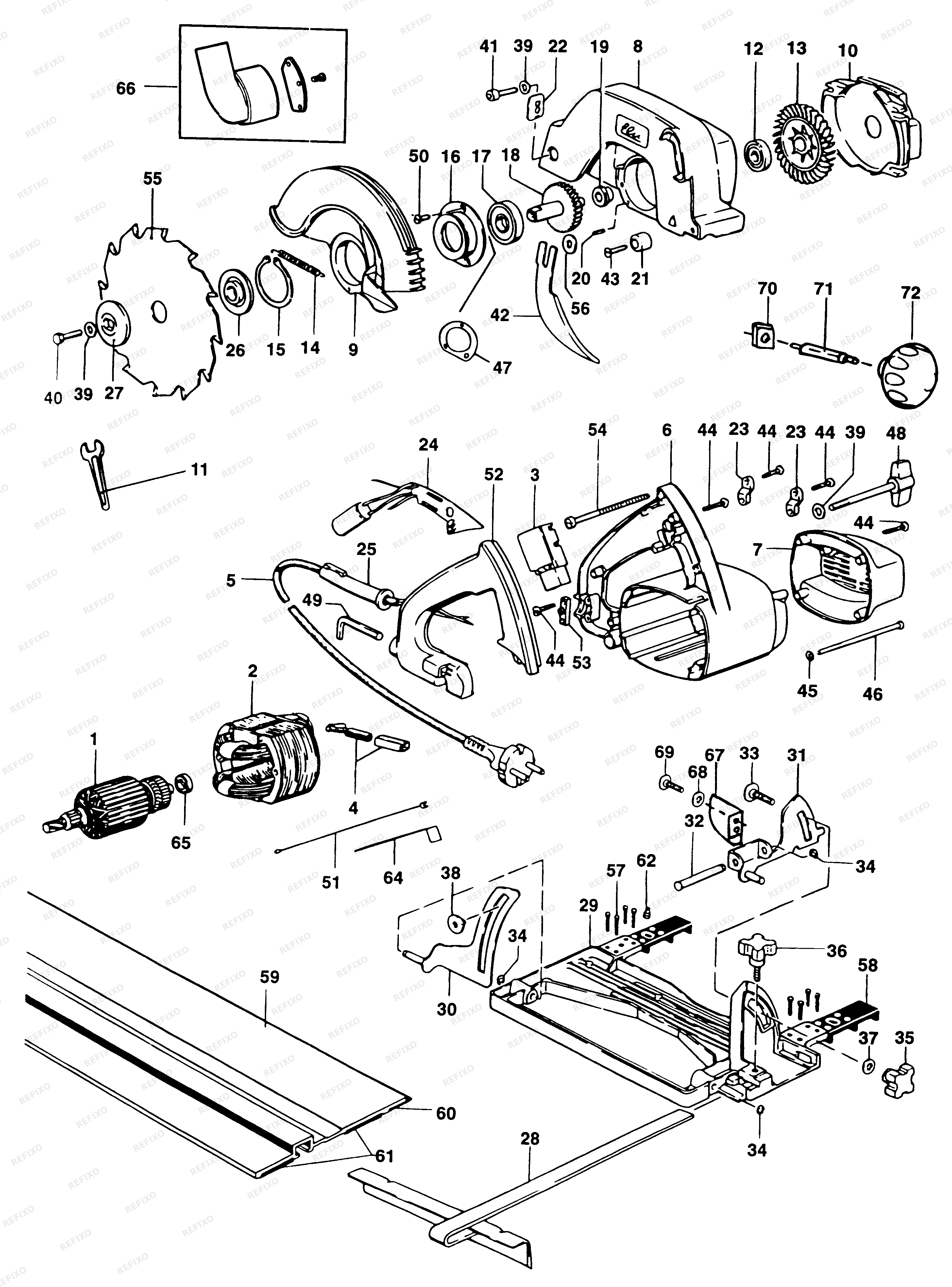 DeWalt ДИСКОВАЯ ПИЛА MH151 — схема запчастей