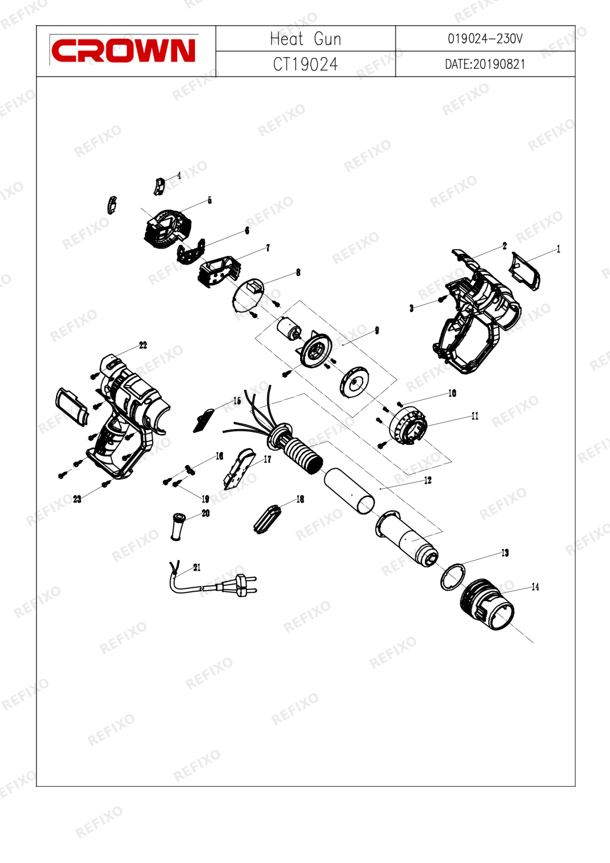 CROWN CT19024K — схема запчастей