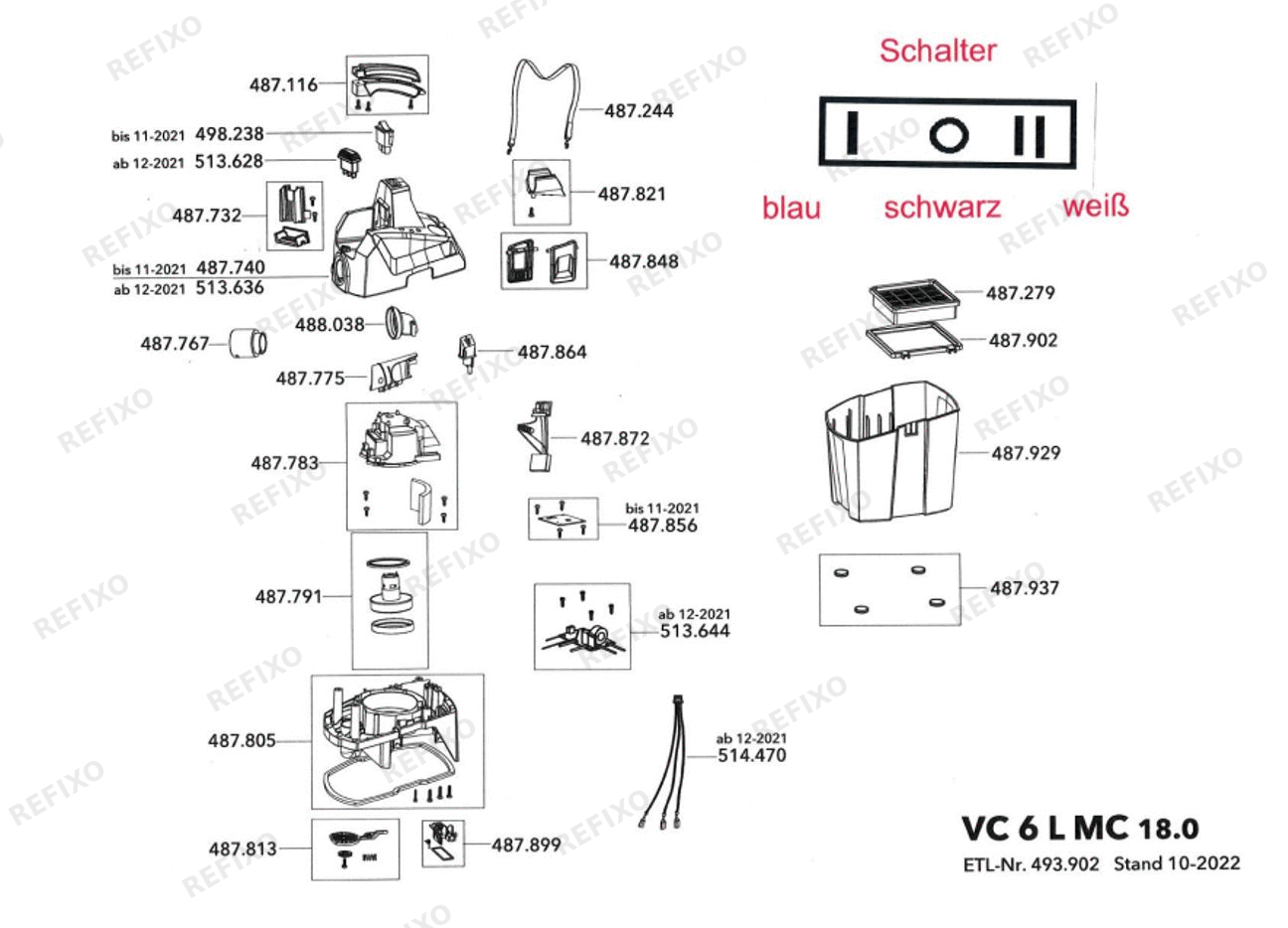 Flex VC 6 L MC 18.0 — схема запчастей