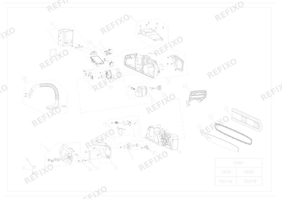 Greenworks 2005807-Exploded view RU — схема запчастей