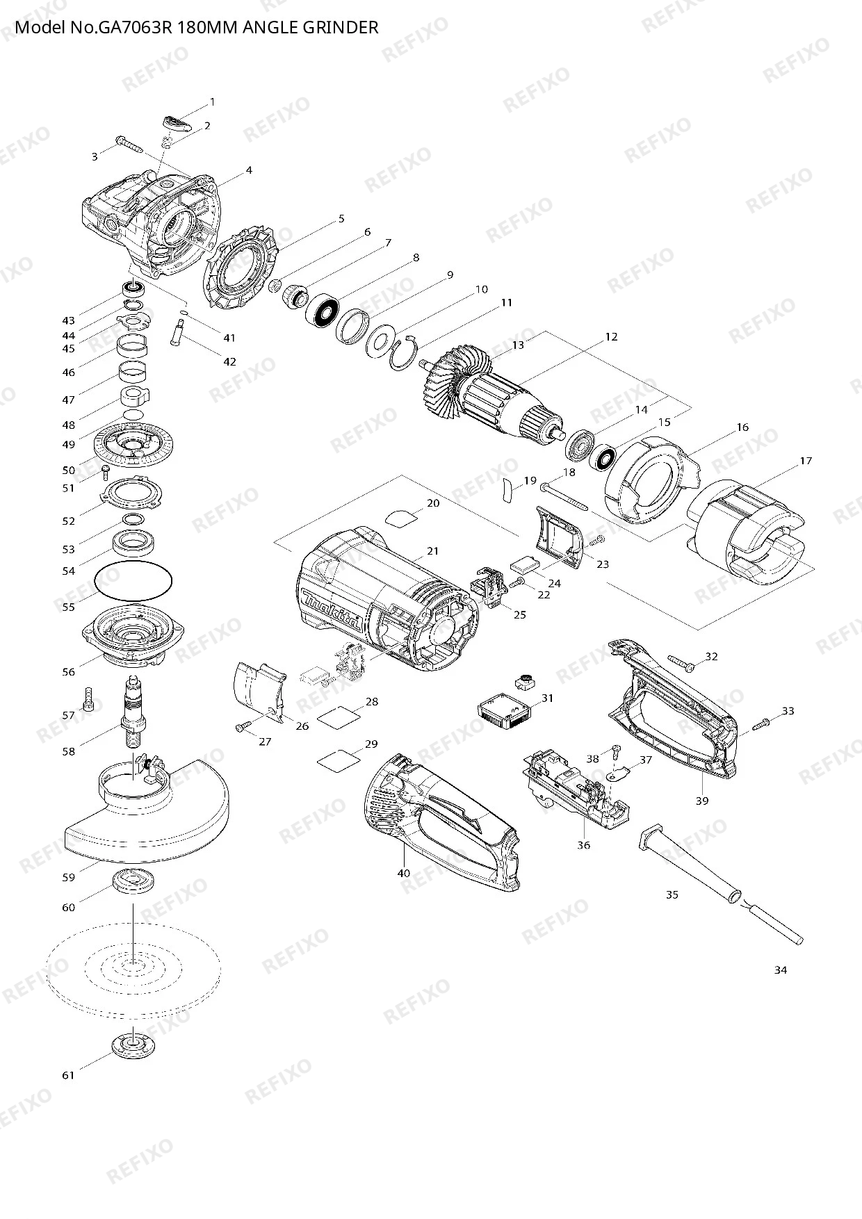 MAKITA GA7063R — схема запчастей