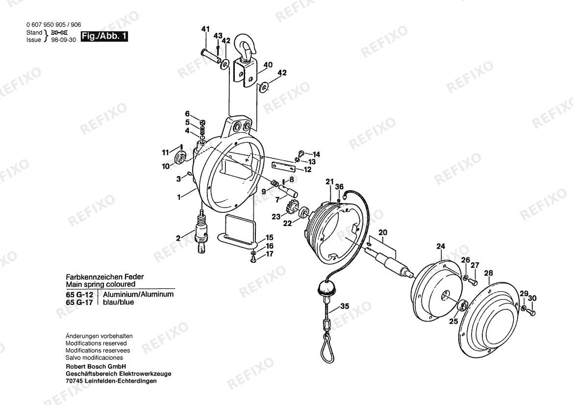 Bosch Federzug Federzug (0 607 950 905) — схема запчастей