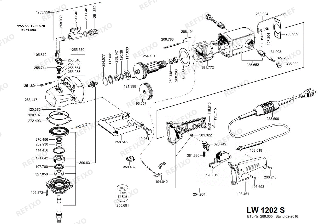 Flex LW 1202 S 230CEE-PRCD — схема запчастей