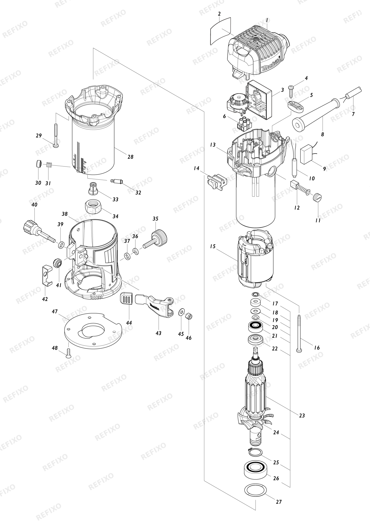 MAKITA RT0702C — схема запчастей