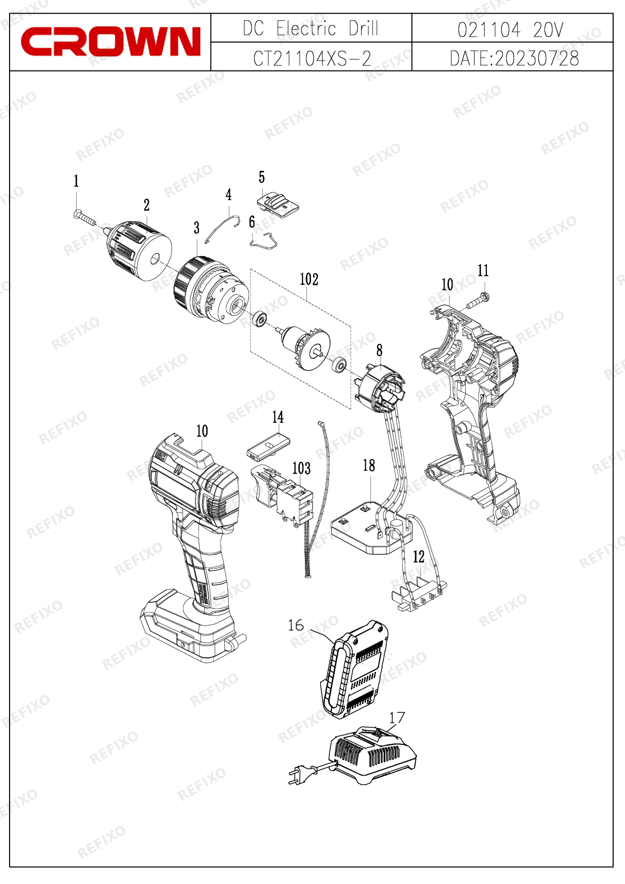 CROWN CT21104XS 2 — схема запчастей
