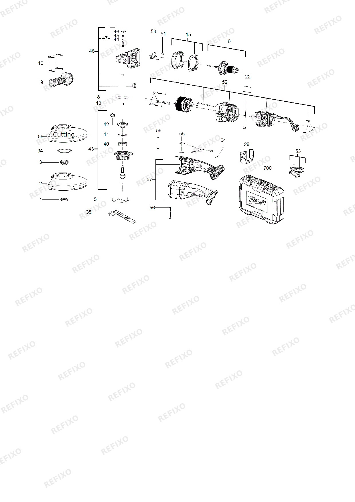 MILWAUKEE M18FLAG230XPDB 0 4933464113 4000467890 — схема запчастей