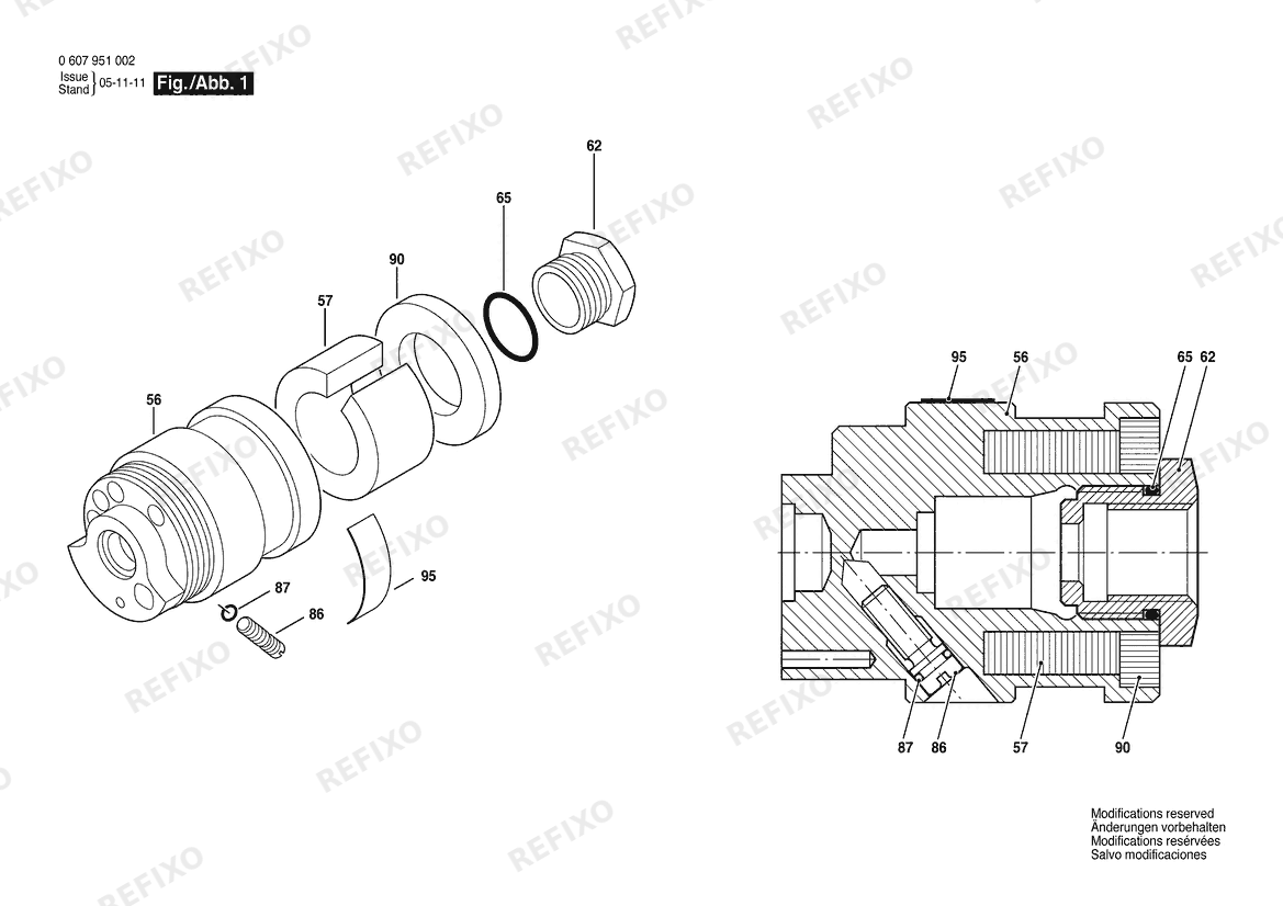 Bosch Ventilgehäuse OEM (0 607 951 002) — схема запчастей