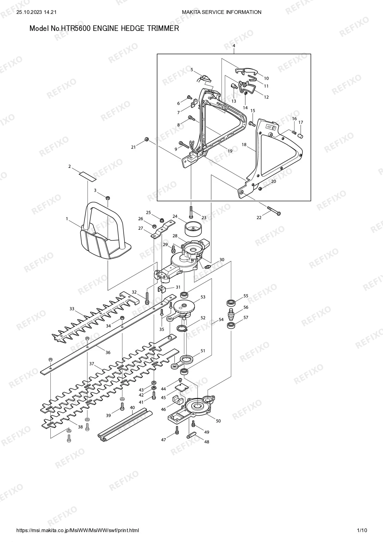 MAKITA HTR5600 — схема запчастей
