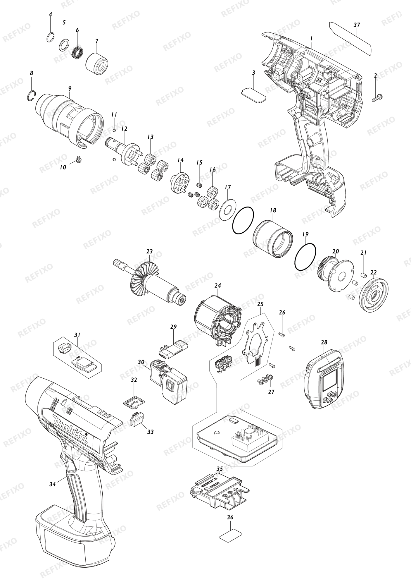 MAKITA DFT120T — схема запчастей