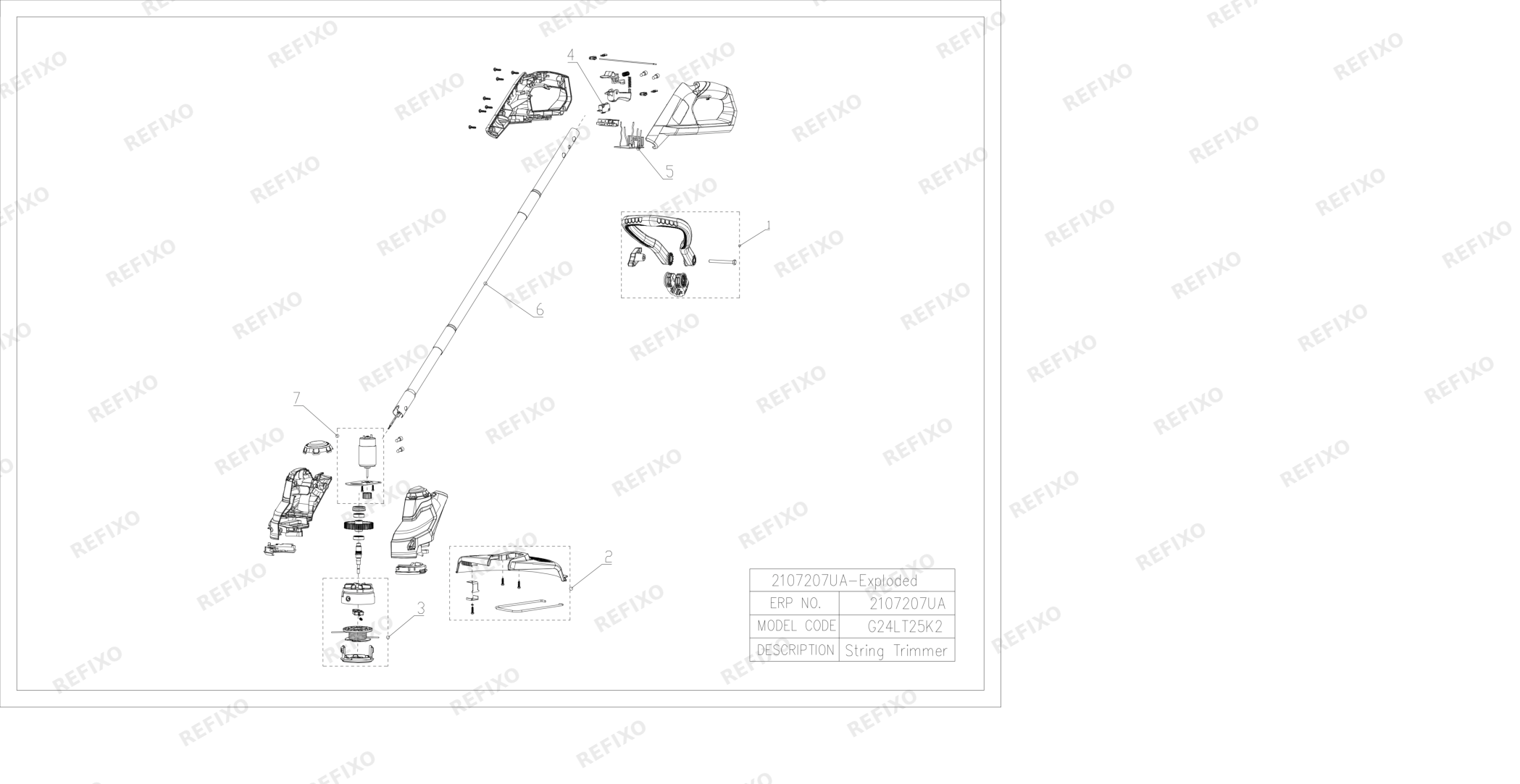 Greenworks 2107207SARU - НОВАЯ МОДИФИКАЦИЯ АРТИКУЛ SA ПРЯМОЙ ПРИВОД КАТУШКИ ОТ МОТОРА-Exploded view — схема запчастей