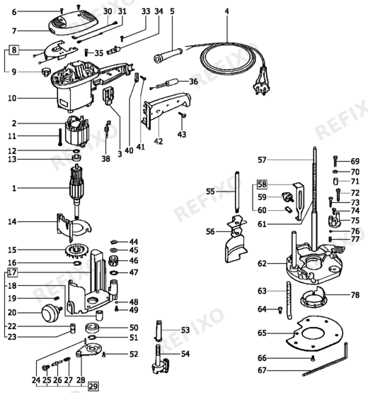 Festool KF 4 E - Kittfräse 485774 — схема запчастей
