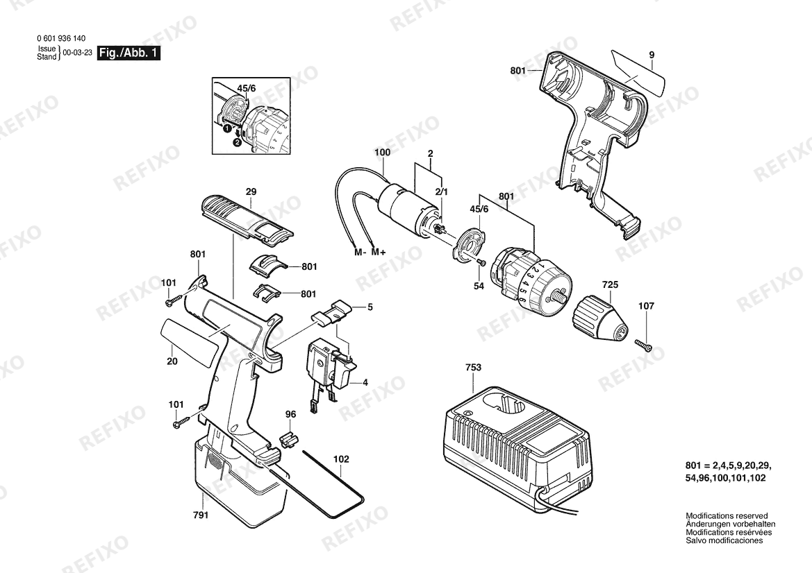 Bosch Gw- аккумуляторный - шуруповёрт 3610 | 14.4 V | 061 - US (0 601 936 843) — схема запчастей