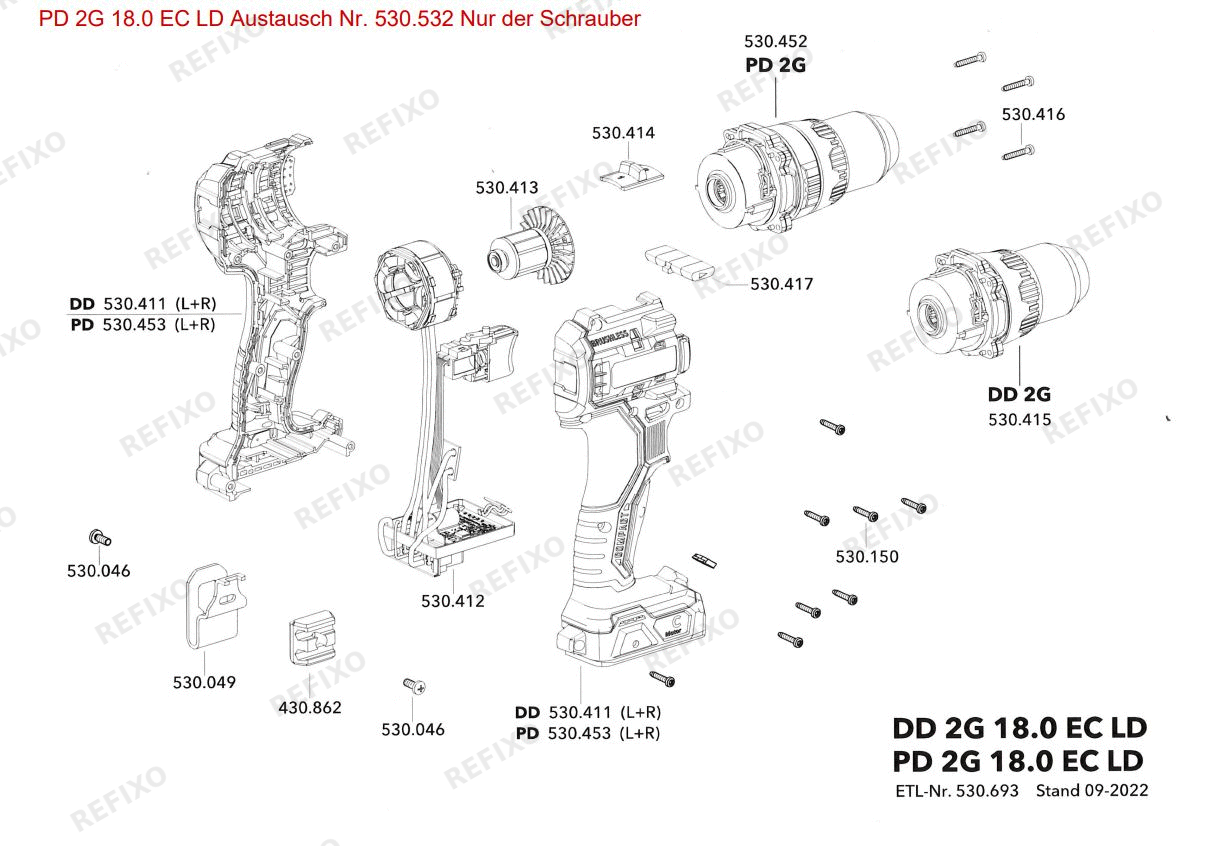 Flex PD 2G 18.0 EC LD2.5 набор BS — схема запчастей