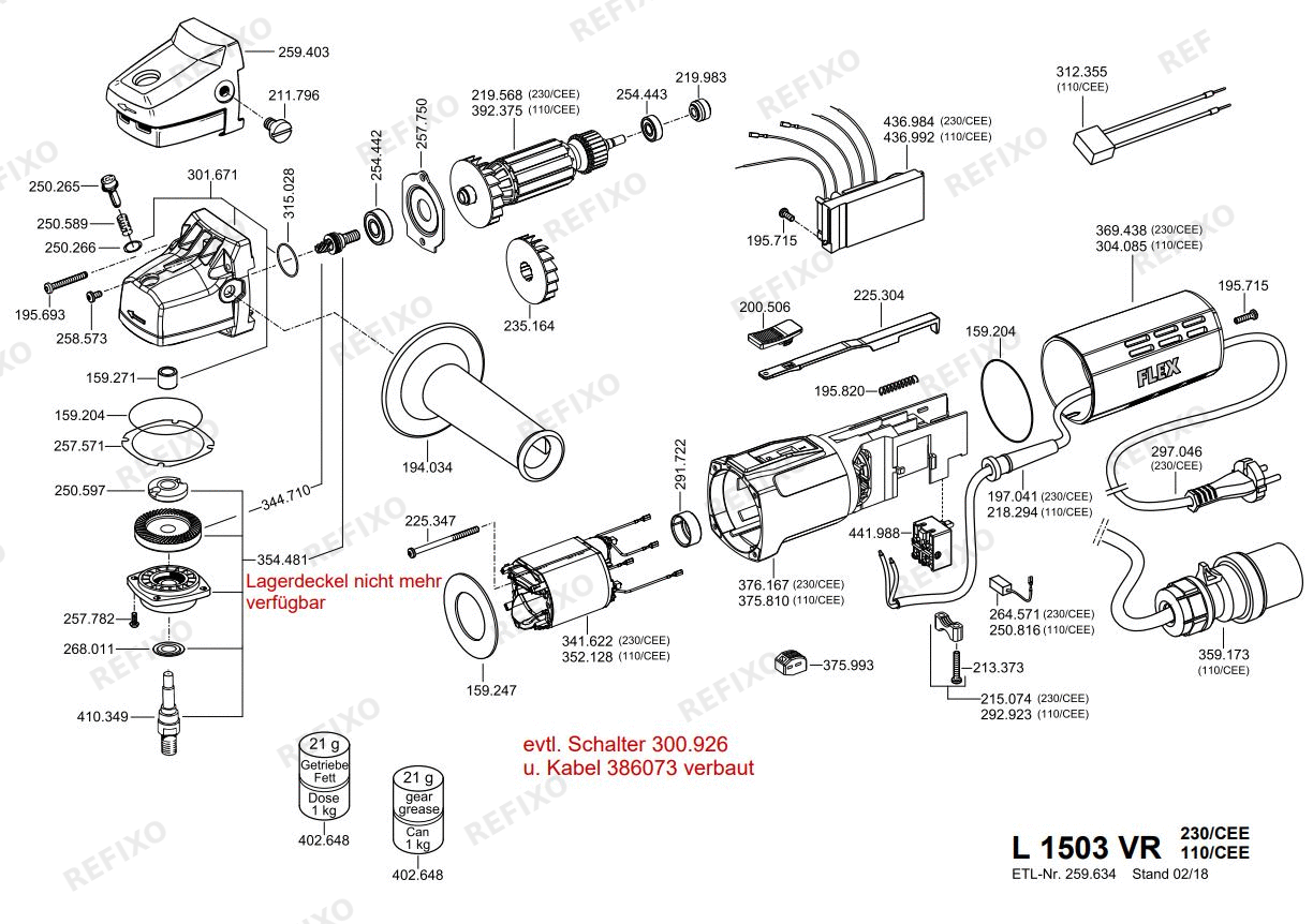 Flex L 1503 VR 230BS-HOW — схема запчастей