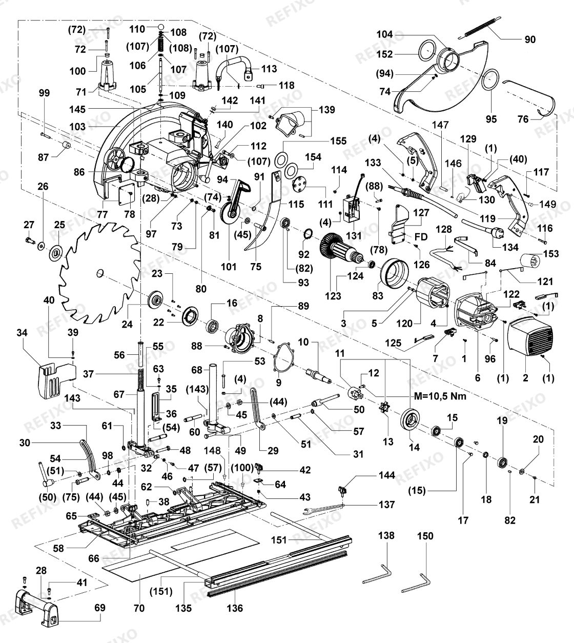 Festool 2136 строительная дисковая пила или CSP 145 E PROTOOL — схема запчастей