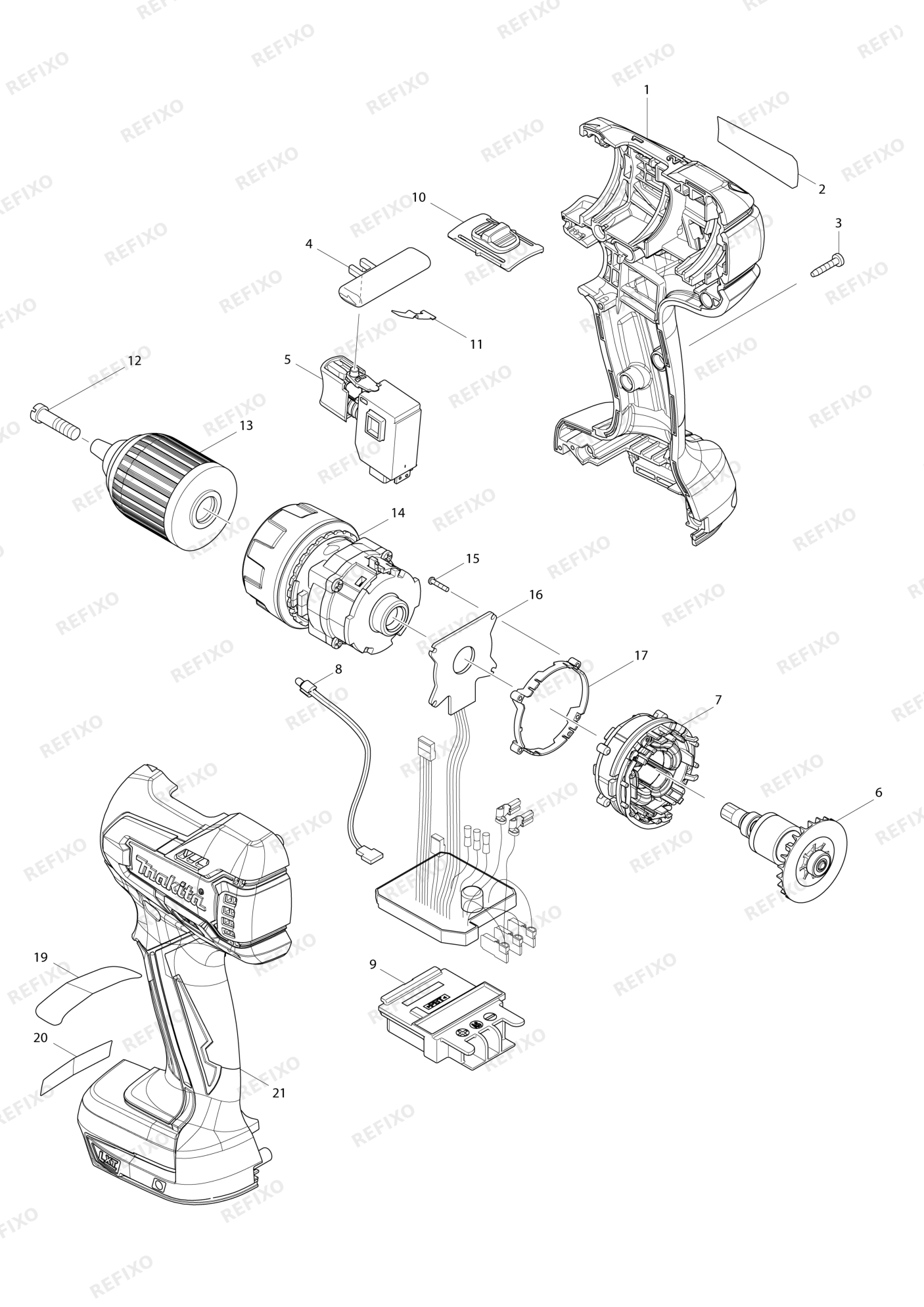 MAKITA DDF459 — схема запчастей