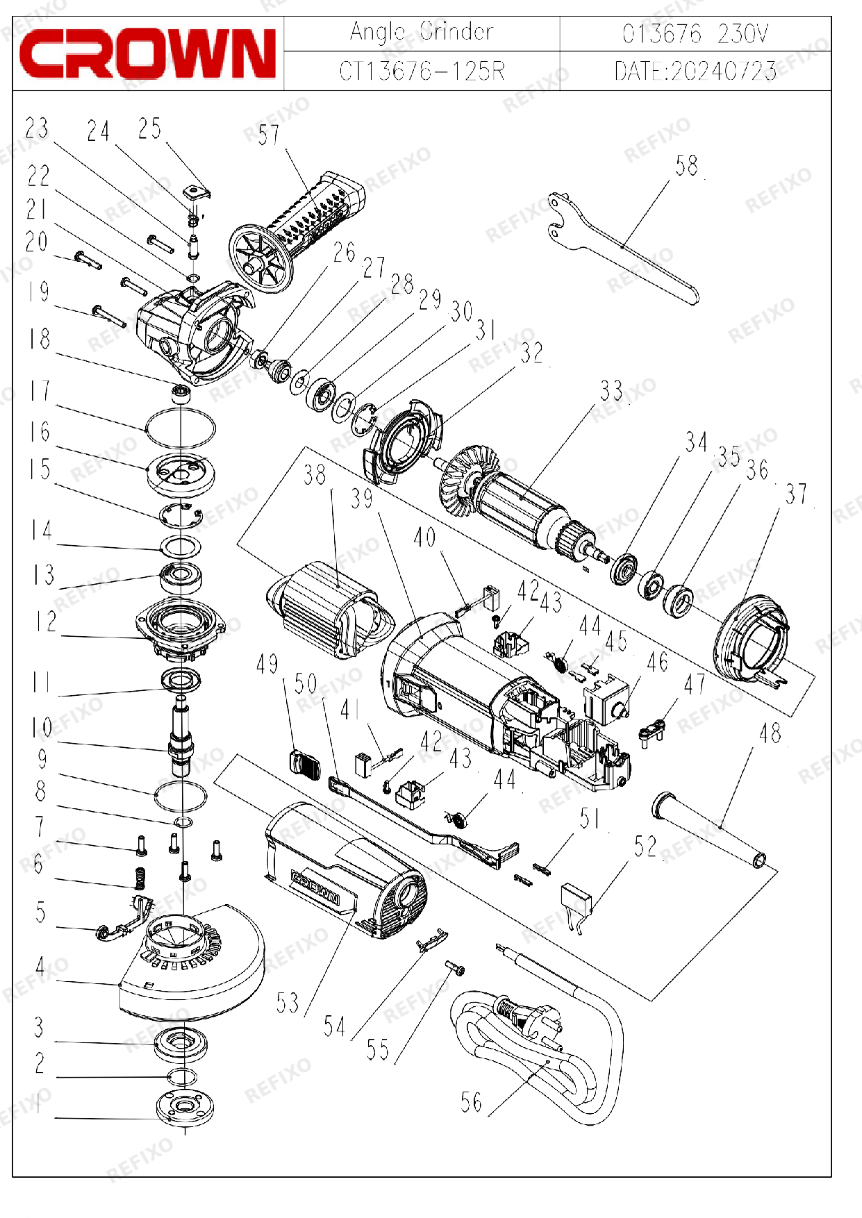 CROWN CT13676 125R — схема запчастей
