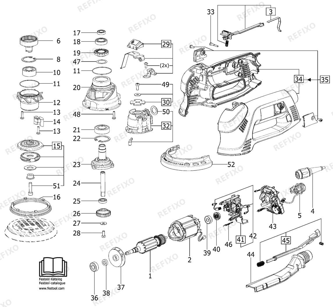 Festool RO 125 FEQ 230V - Rotex шлифмашина 493660 — схема запчастей
