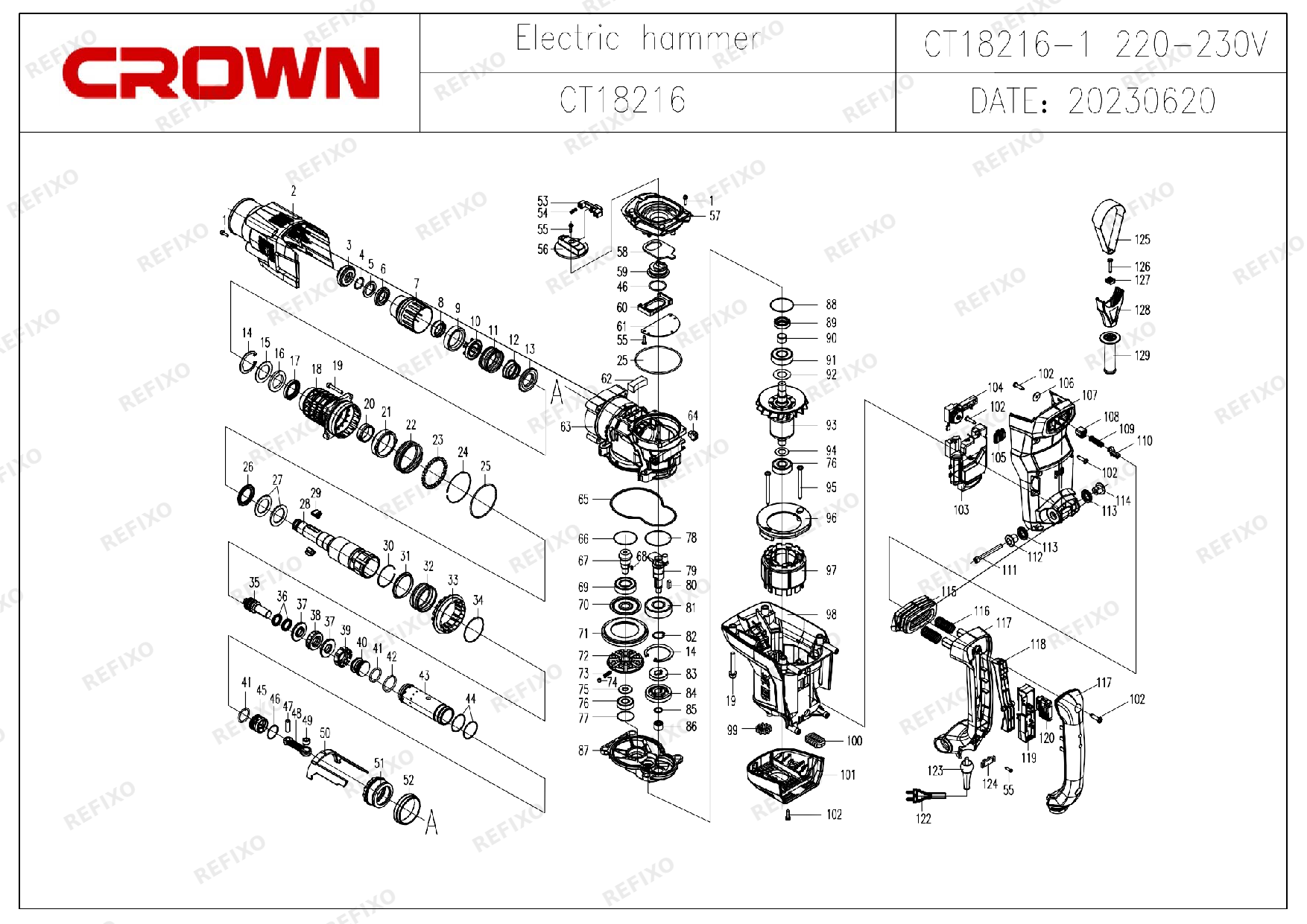 CROWN CT18216 — схема запчастей