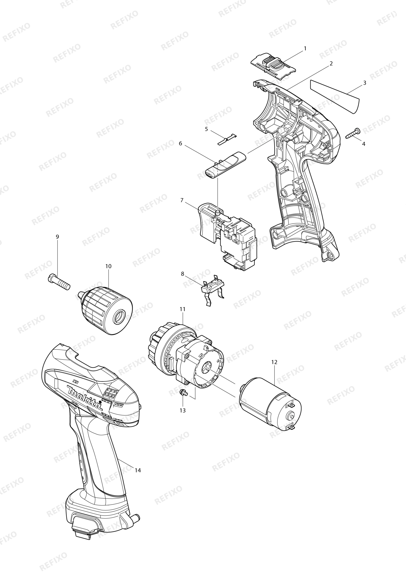 MAKITA 6261D — схема запчастей