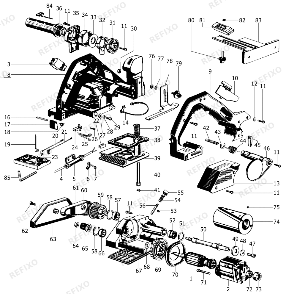 Festool HL 850 EB - рубанок 488047 — схема запчастей