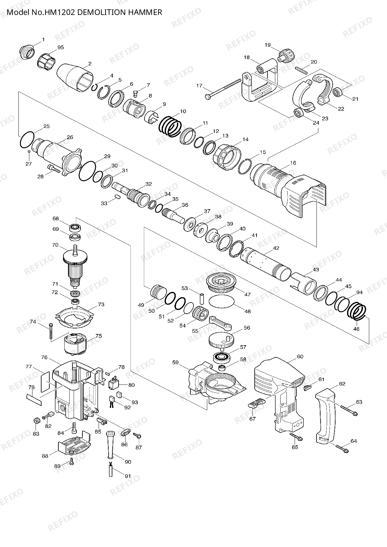 MAKITA HM1202 — схема запчастей