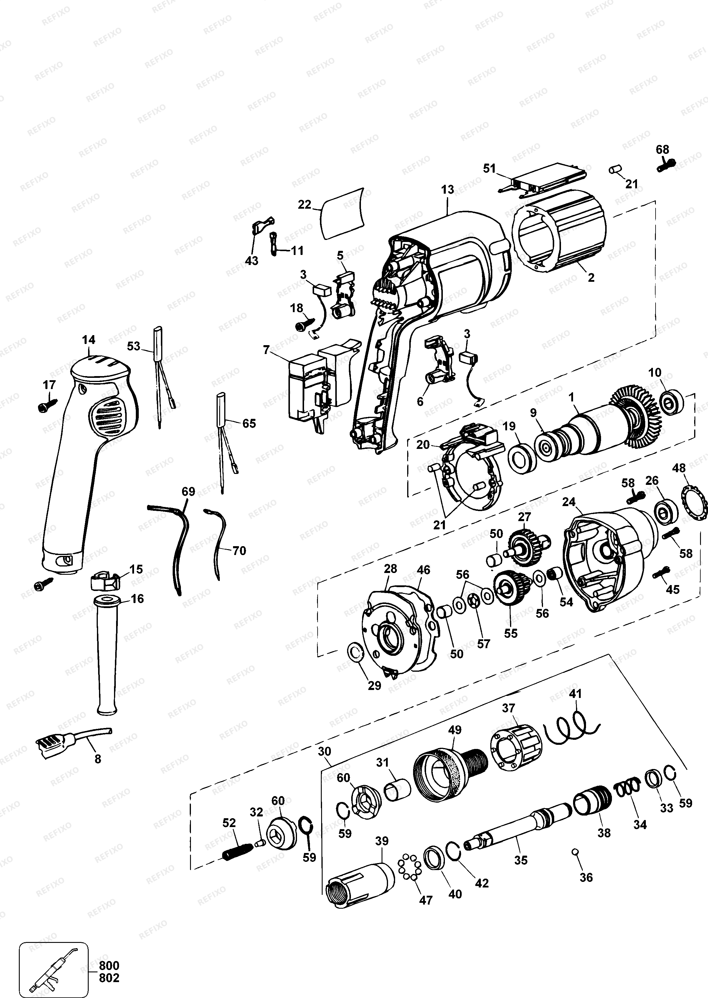 DeWalt ОТВЁРТКА BS10EK — схема запчастей