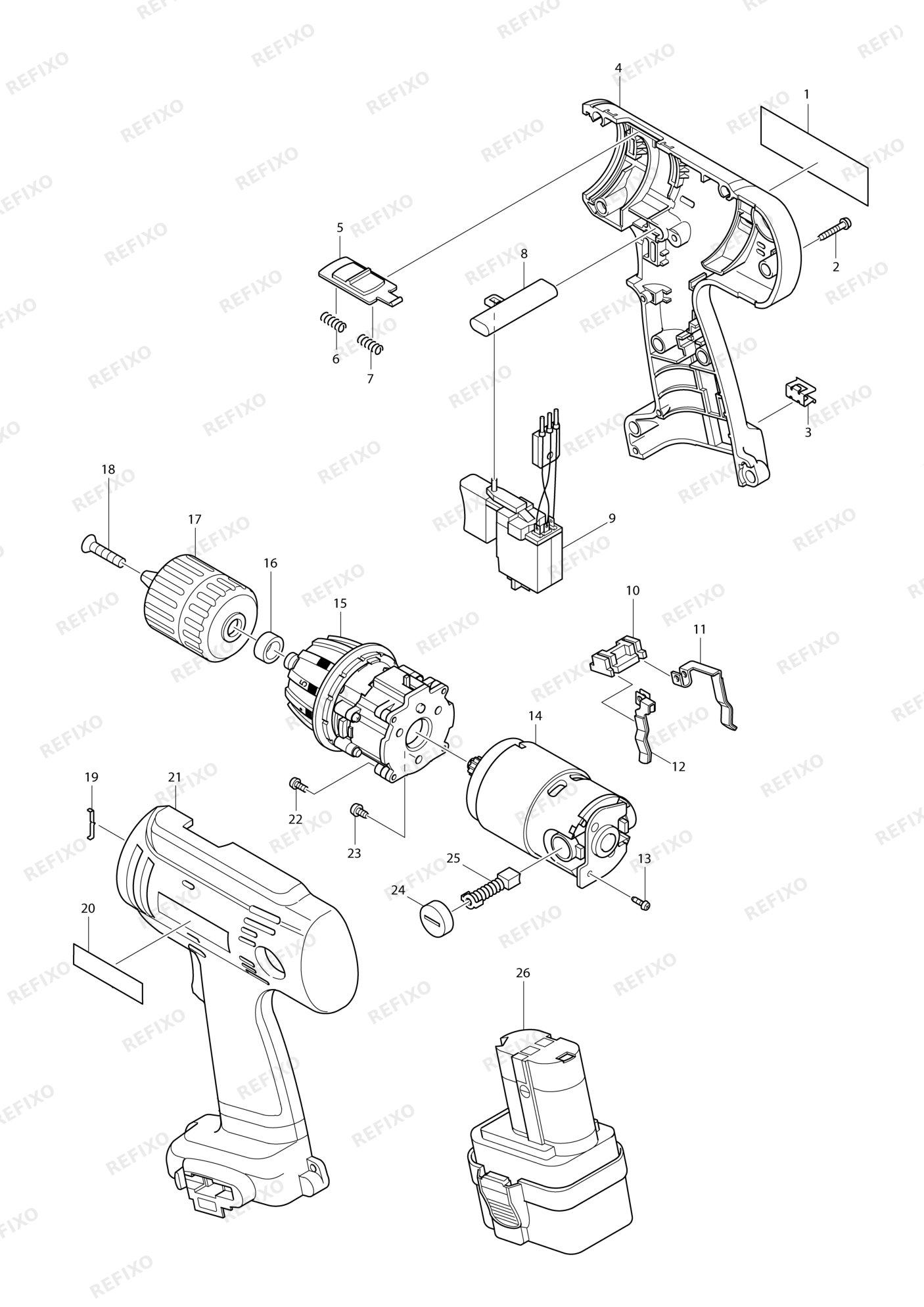 MAKITA 6203D — схема запчастей
