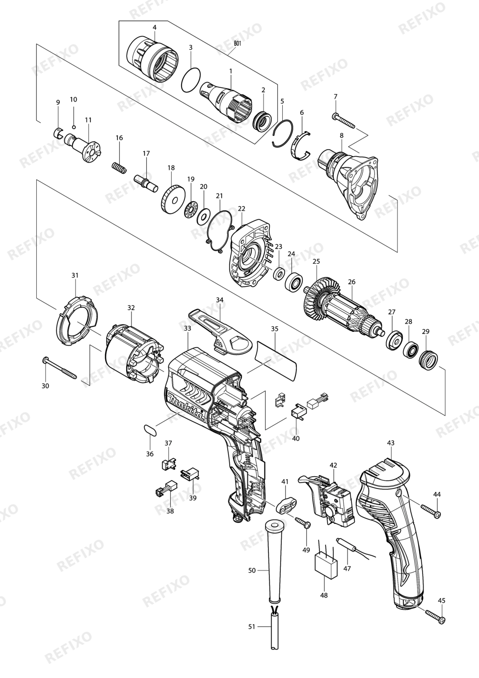 MAKITA FS4000 — схема запчастей