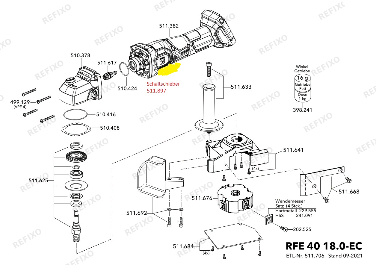 Flex RFE 40 18.0-EC5.0 набор — схема запчастей