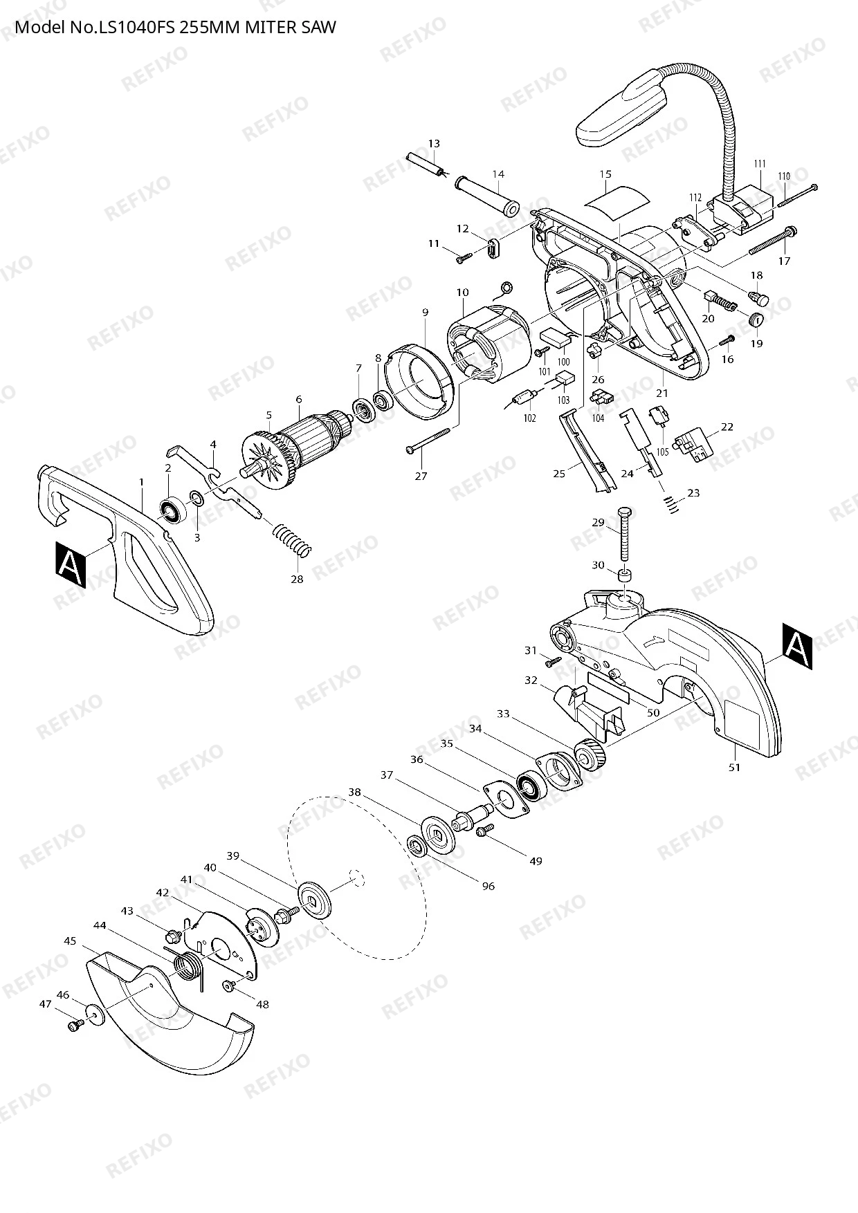 MAKITA LS1040FS — схема запчастей