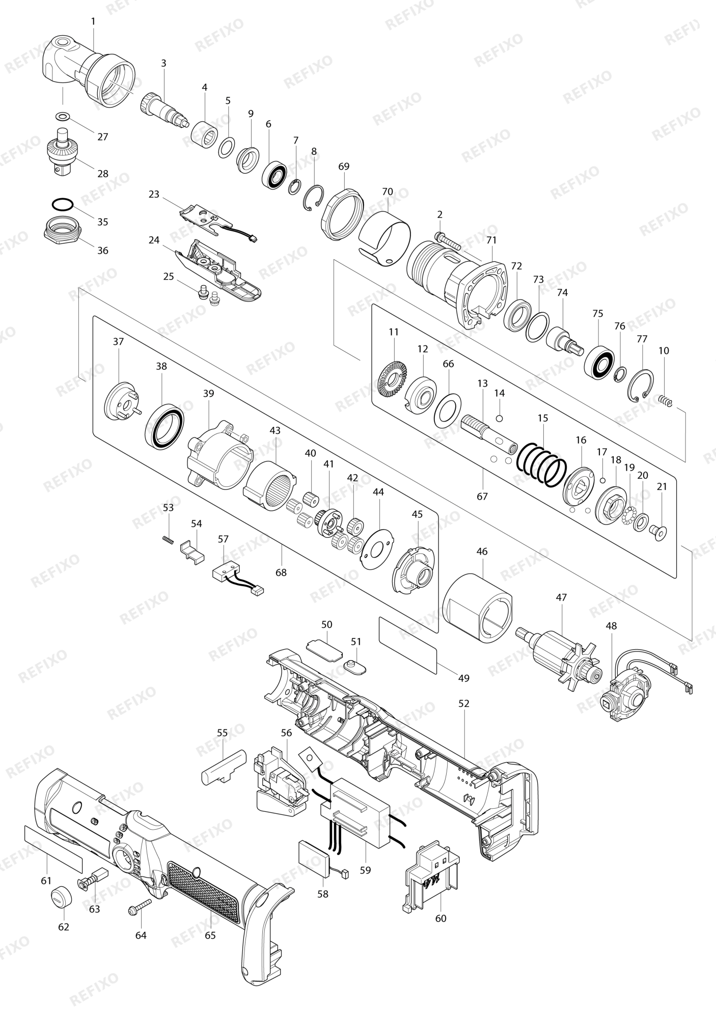 MAKITA DFL124F — схема запчастей