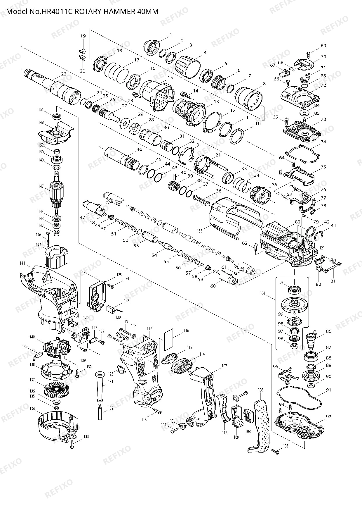 MAKITA HR4011C — схема запчастей