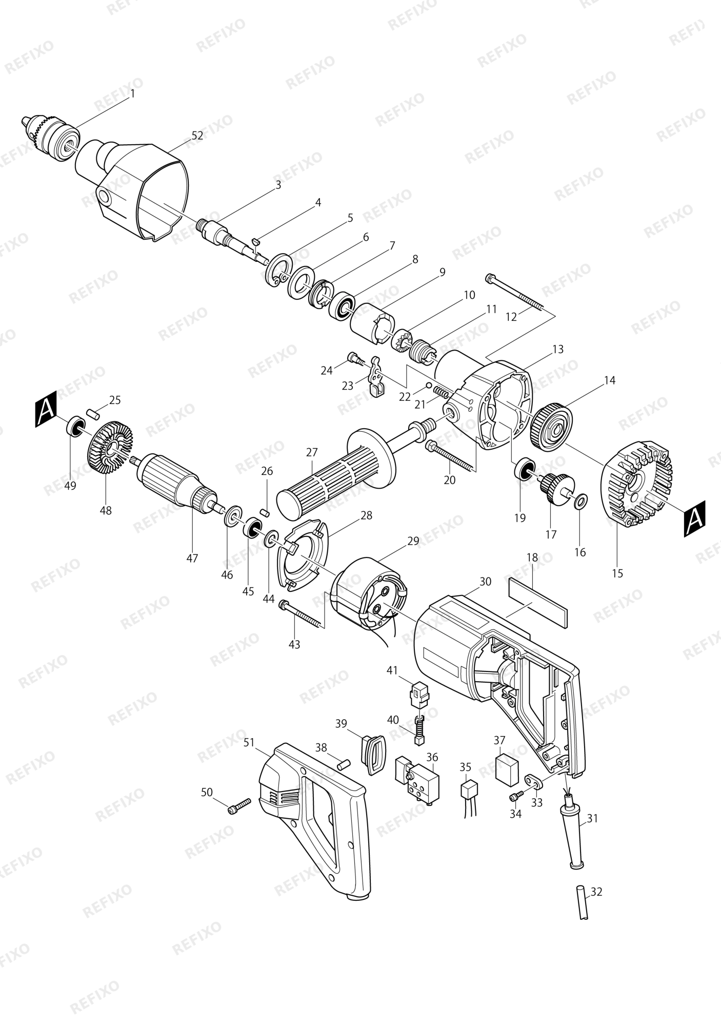 MAKITA 8406 — схема запчастей