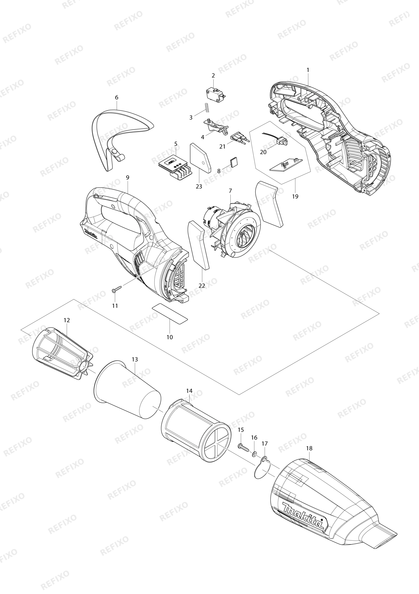 MAKITA CL106FD — схема запчастей