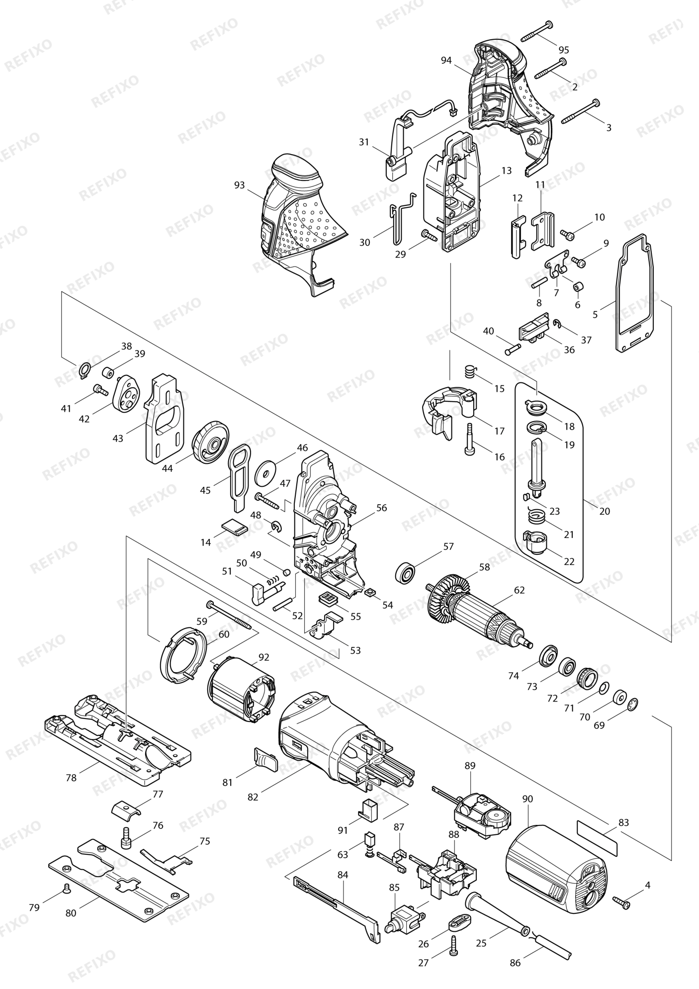 MAKITA 4351FCT — схема запчастей