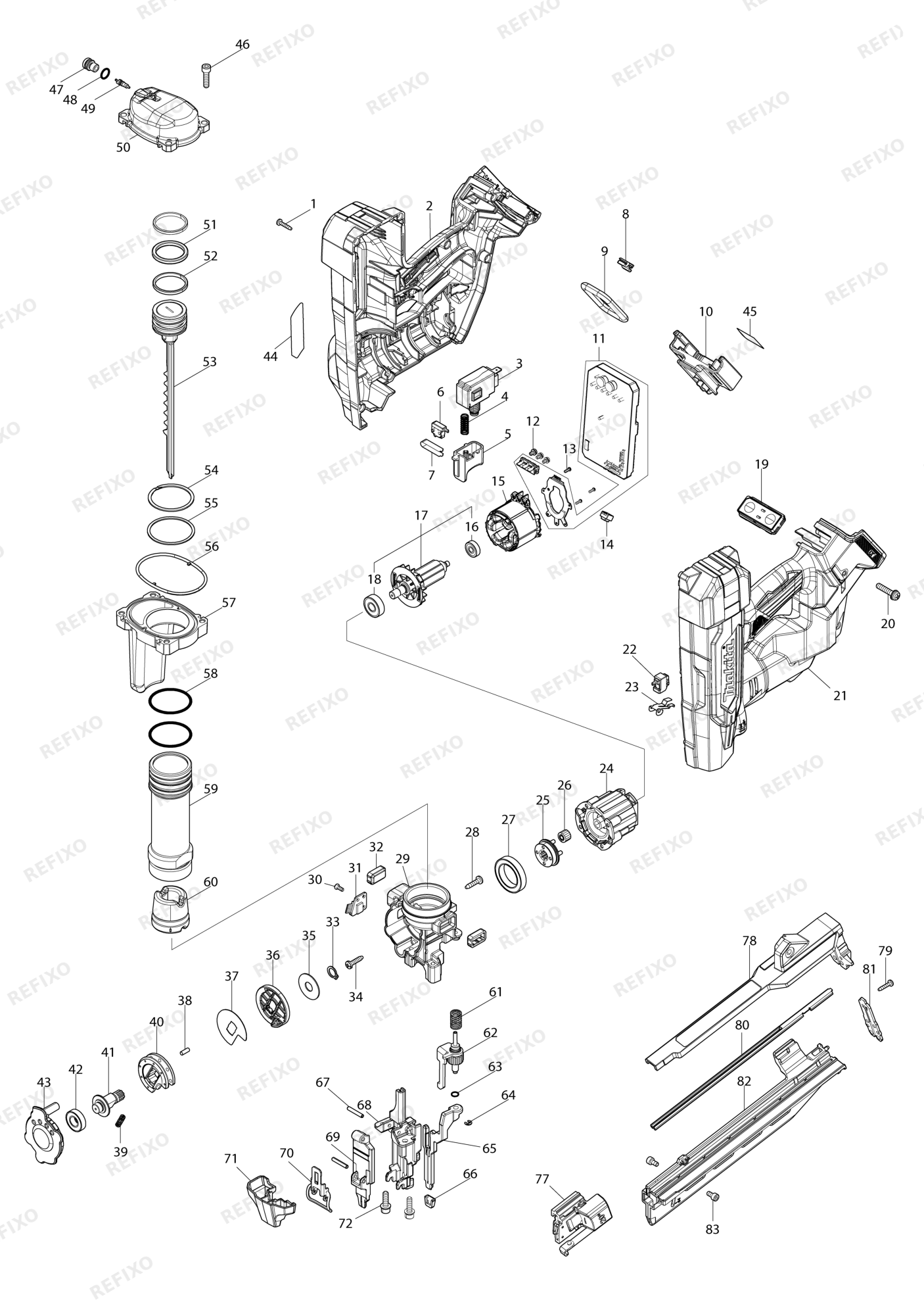 MAKITA DBN610 — схема запчастей